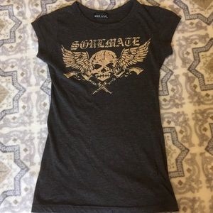 Wet Seal Heather Gray Fitted Tee Shirt sz XS